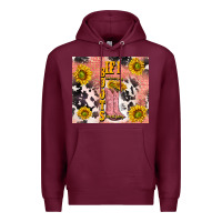 Burgundy cowgirl boots sunflower Premium Hoodie - TumblerDesignByShophia