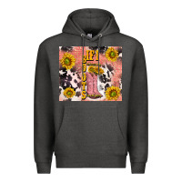 Charcoal Heather cowgirl boots sunflower Premium Hoodie - TumblerDesignByShophia