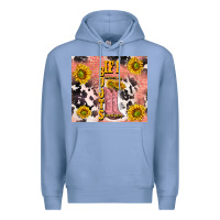 Colony Blue cowgirl boots sunflower Premium Hoodie - TumblerDesignByShophia