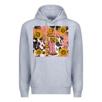 Heather Grey cowgirl boots sunflower Premium Hoodie - TumblerDesignByShophia
