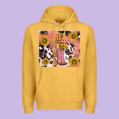 Cowgirl Boots Sunflower Premium Hoodie Designed By Tumblerdesignbyshophia