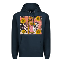 Navy cowgirl boots sunflower Premium Hoodie - TumblerDesignByShophia
