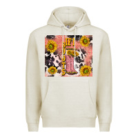 Oatmeal Heather cowgirl boots sunflower Premium Hoodie - TumblerDesignByShophia