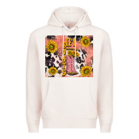 Pale Pink cowgirl boots sunflower Premium Hoodie - TumblerDesignByShophia