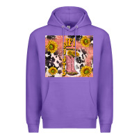 Purple cowgirl boots sunflower Premium Hoodie - TumblerDesignByShophia
