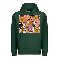 Sports Green cowgirl boots sunflower Premium Hoodie - TumblerDesignByShophia