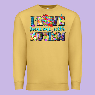 I Love Someone With Autism Premium Sweatshirt Designed By Nancycooperartshop