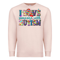Pale Pink I love someone with Autism Premium Sweatshirt - NancyCooperArtShop