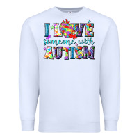 White I love someone with Autism Premium Sweatshirt - NancyCooperArtShop