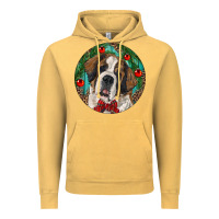 Vintage Mustard Christmas St. Bernard Vintage Hoodie - RanaPortraitStore