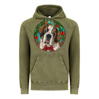 Vintage Olive Christmas St. Bernard Vintage Hoodie - RanaPortraitStore