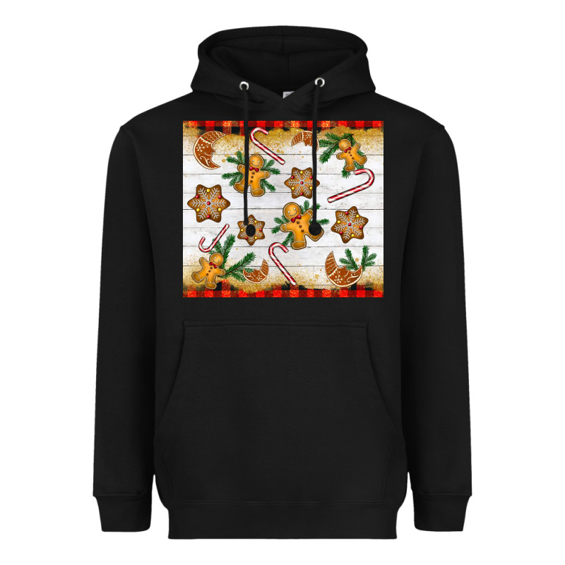 Christmas Gingerbread Cookies And Candy Cane Heavyweight Hoodie by NancyCooperArtShop | Teevron
