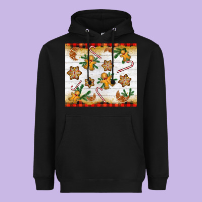 Christmas Gingerbread Cookies And Candy Cane Heavyweight Hoodie Designed By Nancycooperartshop