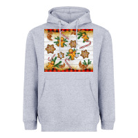 Heather Grey Christmas gingerbread cookies and candy cane Heavyweight Hoodie - NancyCooperArtShop
