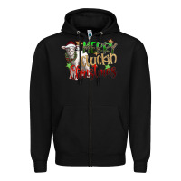 Black merry cluckin christmas Zipper Hoodie - SublimationCraftShop