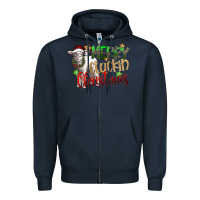 Navy merry cluckin christmas Zipper Hoodie - SublimationCraftShop