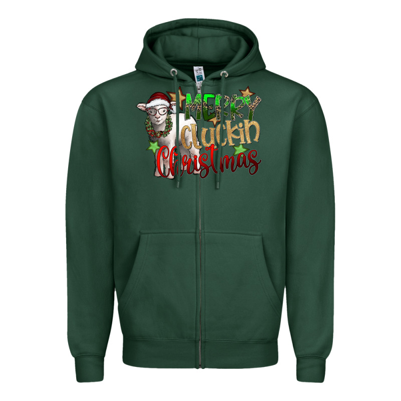 Merry Cluckin Christmas Zipper Hoodie by SublimationCraftShop | Teevron