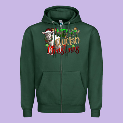 Merry Cluckin Christmas Zipper Hoodie Designed By Sublimationcraftshop