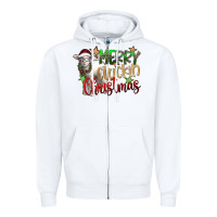 White merry cluckin christmas Zipper Hoodie - SublimationCraftShop