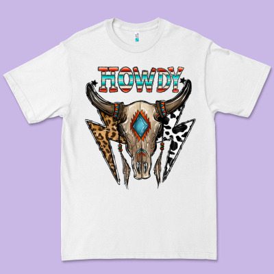 Howdy Boho Skull Premium Tee Designed By Cowhidedigitalart