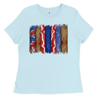 Baby Blue 4th of July brushstroke Ladies Tee - CowGirlArtShop
