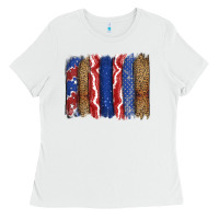 White 4th of July brushstroke Ladies Tee - CowGirlArtShop
