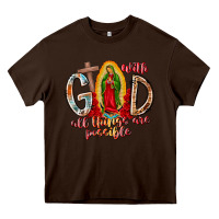 Chocolate Brown With God All Things Are Possible Heavy Core Tee - RacoonDesign