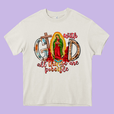 With God All Things Are Possible Heavy Core Tee Designed By Racoondesign