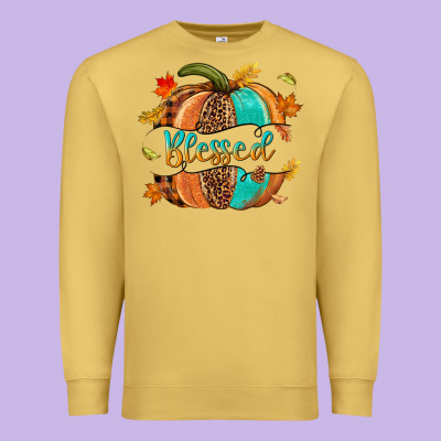 Blessed Pumpkin Premium Sweatshirt Designed By Nancycooperartshop