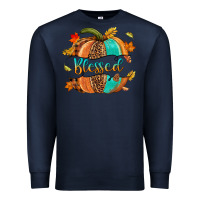 Navy Blessed pumpkin Premium Sweatshirt - NancyCooperArtShop