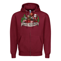 Burgundy Merry Christmas Zipper Hoodie - SublimationCraftShop