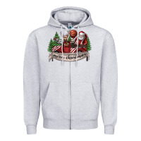 Heather Grey Merry Christmas Zipper Hoodie - SublimationCraftShop