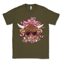 Army Green cow with flowers and butterflies Classic Tee - MaliasSmallBusiness