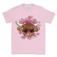 Bubblegum Pink cow with flowers and butterflies Classic Tee - MaliasSmallBusiness