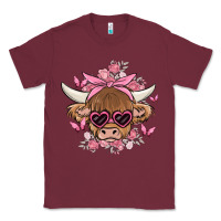 Burgundy cow with flowers and butterflies Classic Tee - MaliasSmallBusiness