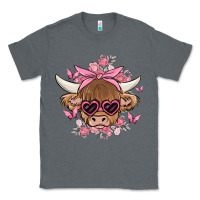 Charcoal Heather cow with flowers and butterflies Classic Tee - MaliasSmallBusiness