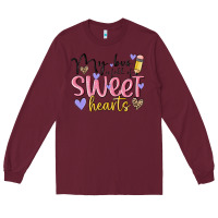 Burgundy my bus full of sweet hearts Long Sleeve Tee - MaliasSmallBusiness