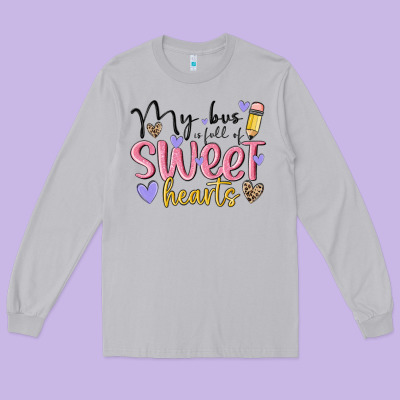 My Bus Full Of Sweet Hearts Long Sleeve Tee Designed By Maliassmallbusiness