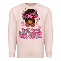 Pale Pink brest cancer warrior afro messy bun Premium Sweatshirt - texasbilliewilder