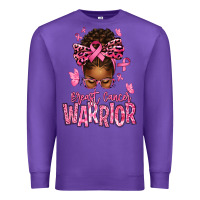 Purple brest cancer warrior afro messy bun Premium Sweatshirt - texasbilliewilder