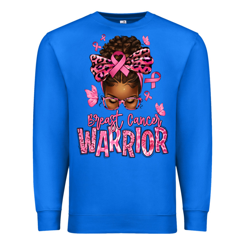 Brest Cancer Warrior Afro Messy Bun Premium Sweatshirt by texasbilliewilder | Teevron