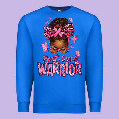 Brest Cancer Warrior Afro Messy Bun Premium Sweatshirt Designed By Texasbilliewilder