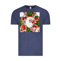Vintage Denim Christmas Santa Claus and gift box Vintage Tee - NancyCooperArtShop