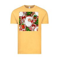 Vintage Mustard Christmas Santa Claus and gift box Vintage Tee - NancyCooperArtShop
