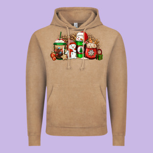 Christmas Snow Coffee Cups Vintage Hoodie Designed By Jasminsmagicworld