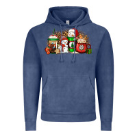 Vintage Denim Christmas snow coffee cups Vintage Hoodie - Jasminsmagicworld