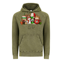 Vintage Olive Christmas snow coffee cups Vintage Hoodie - Jasminsmagicworld