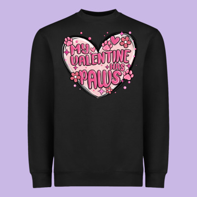 My Valentine Has Paws Heavyweight Sweatshirt Designed By Maliassmallbusiness