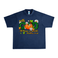 Navy with god all things are possible Urban Heavy Tee - AdoDesignShop