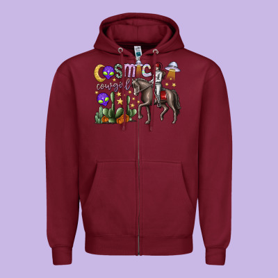 Cosmic Cowgirl Zipper Hoodie Designed By Sublimationcraftshop